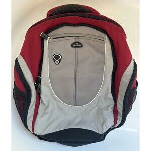 Samsonite Red/Gray Travel Backpack Three Zippered Compartments, Padded Straps